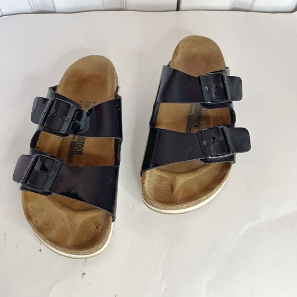 Birkenstock Patent Leather Milano Super Grip Arizona Strappy Dad Sandals - Picture 5 of 11